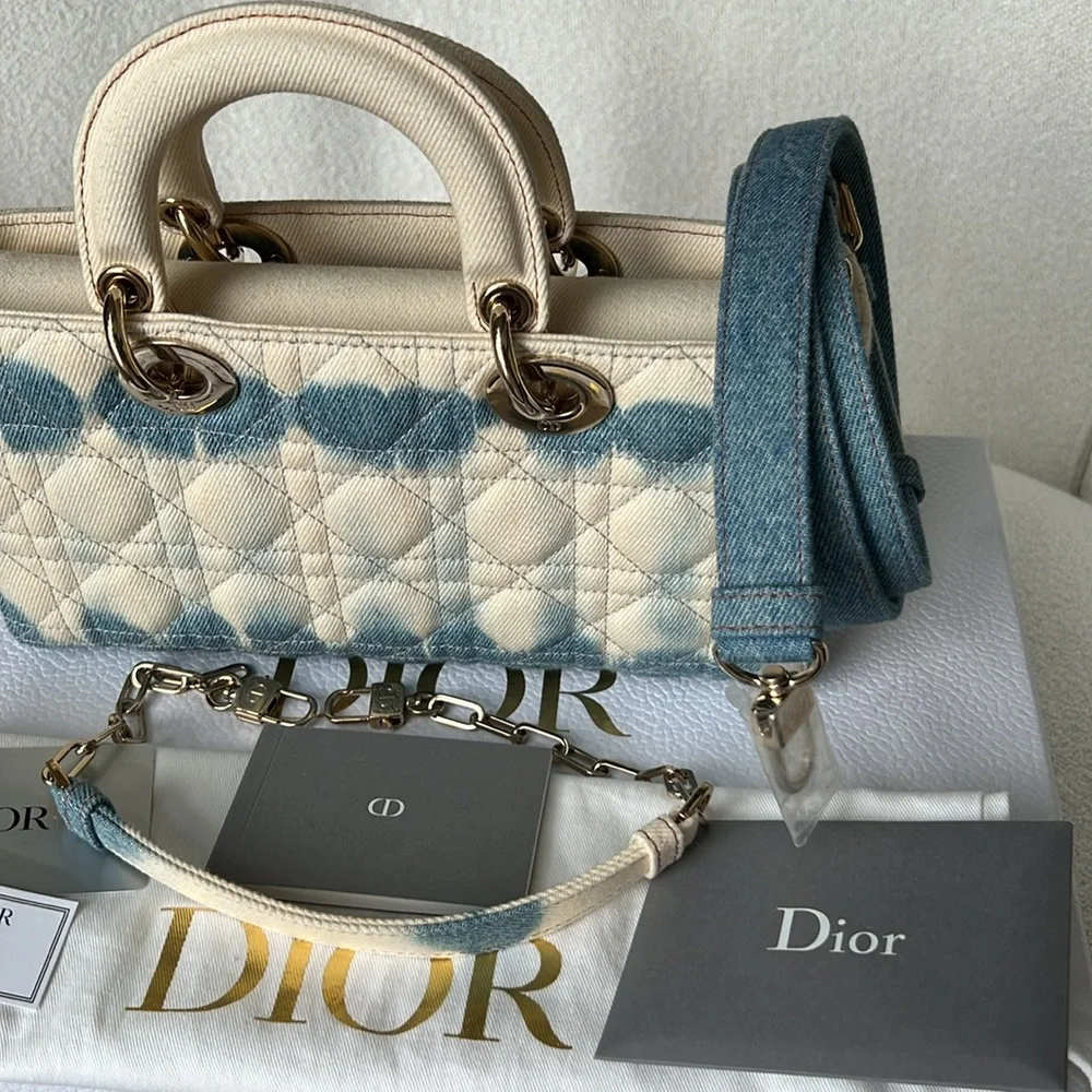 ⭐️ Dior Lady D-Joy Cannage Quilted Denim Medium - Picture 14 of 16